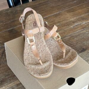 UGG Tan Sandals with T-Strap